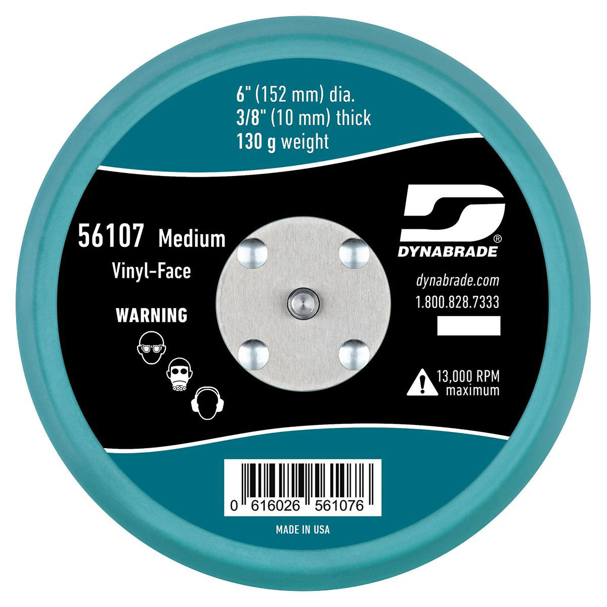 Dynabrade Premium Non-Vacuum Sanding Pad — 6in. PSA, 3/8in. Thickness, 5/16in.-24 Male Thread, Model# DYB56107